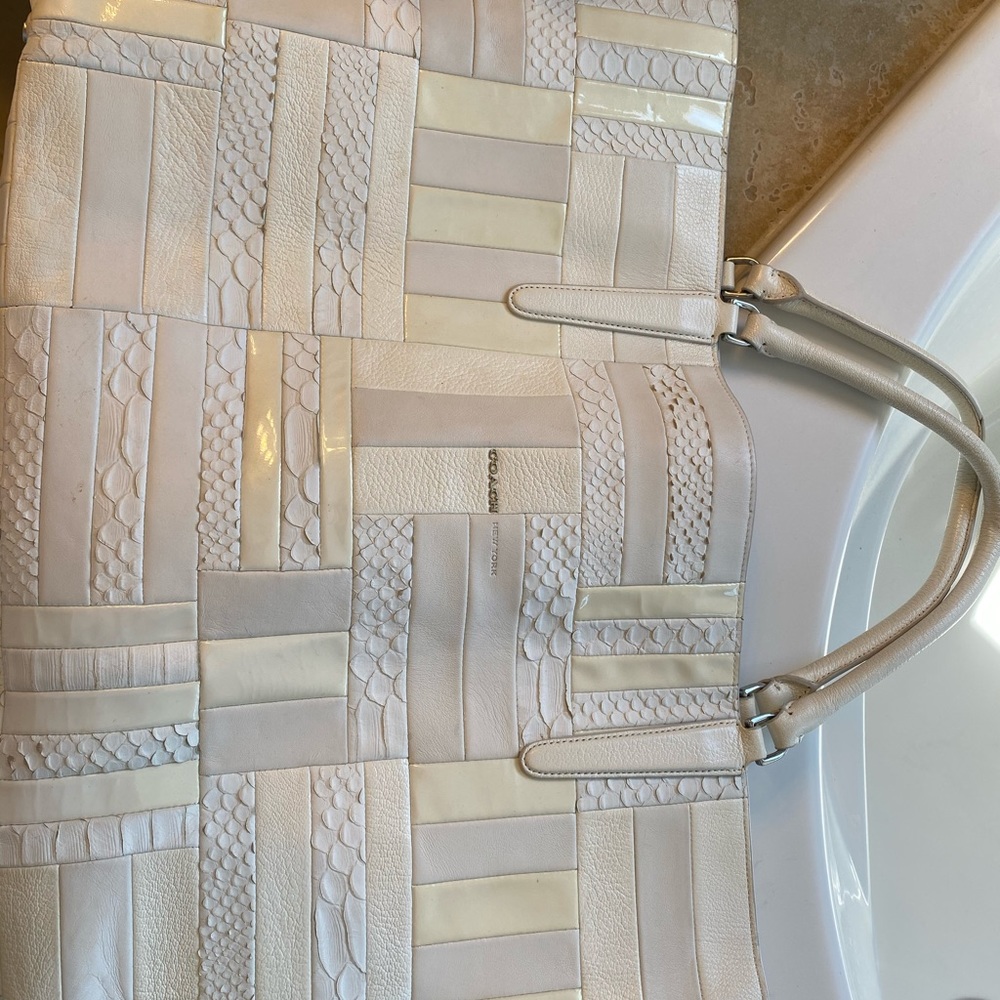 White Leather Coach Weekender - image 2